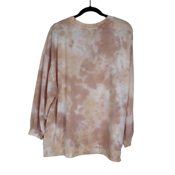 NEW Found Los Angeles Women's S Tie Dye Step Hem Cozy Sweatshirt Top Blush Rose - Picture 3 of 8